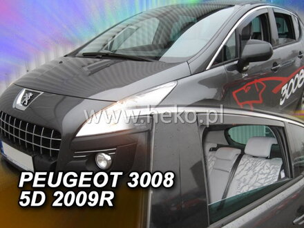 Deflektory PEUGEOT 3008 od 2009 do 2017 + zadné deflektory