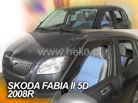 Deflektory ŠKODA FABIA II 5dv., rok výroby od 05/2007R do 2015 combi (+zadné deflektory)