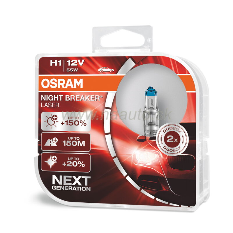 Halogénová žiarovka Osram H1 12V 55W P14,5s NIGHT BREAKER LASER/ 2ks