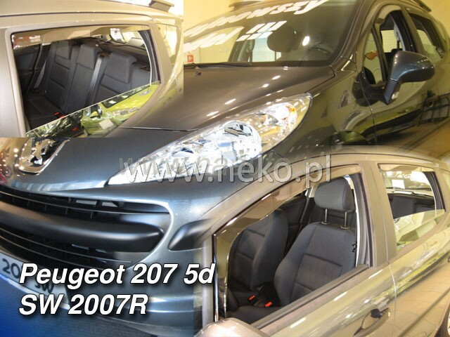 Deflektory PEUGEOT 207 SW Wagon od 2007 do 2012 + zadné deflektory Deflektory PEUGEOT 207 SW Wagon od 2007 do 2012 + zadné deflektory