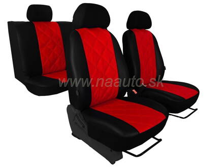 Autopotahy Škoda Fabia II, kožené EMBOSSY, dělené zadní sedadla, červené SIXTOL