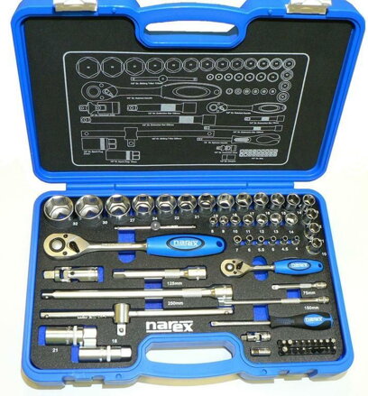 Sada hlavic 1/4"a 1/2", 61ks, Narex, 443000905
