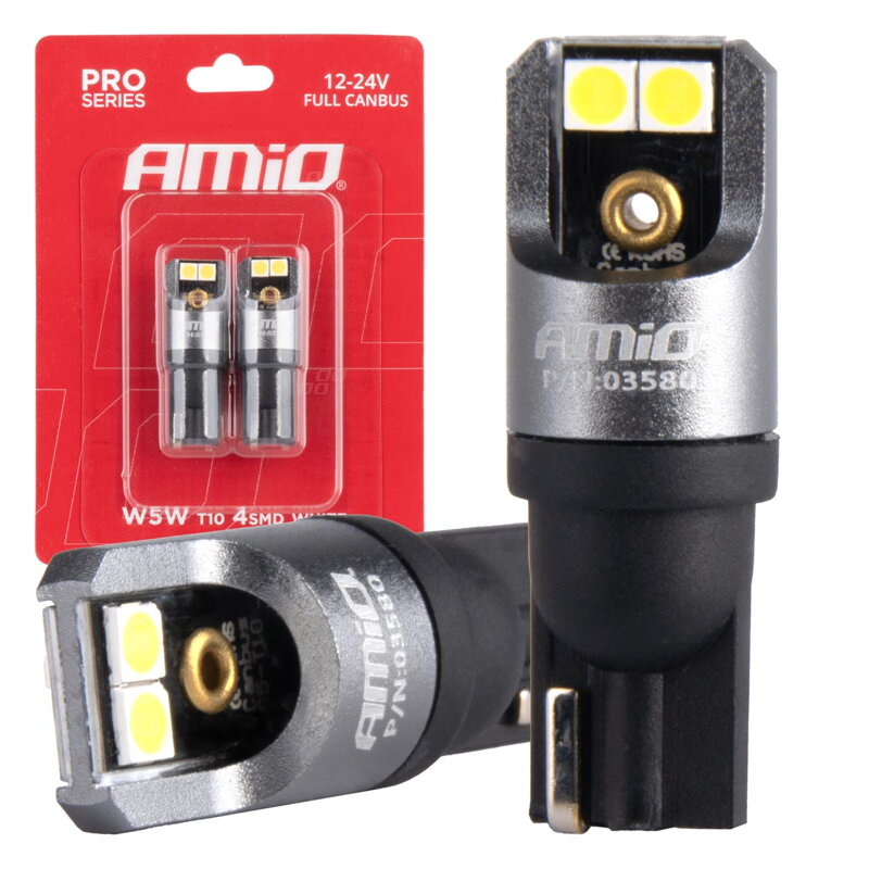 LED žiarovky FULL CANBUS PRO T10 W5W 4x3030 SMD biele 12V 24V 