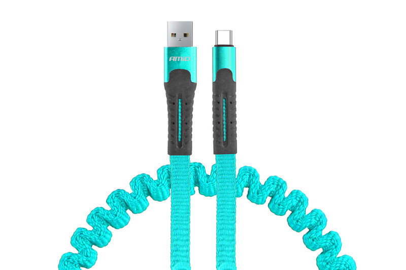 Pružinový kábel USB+USB-C 120cm FullLINK UC-14