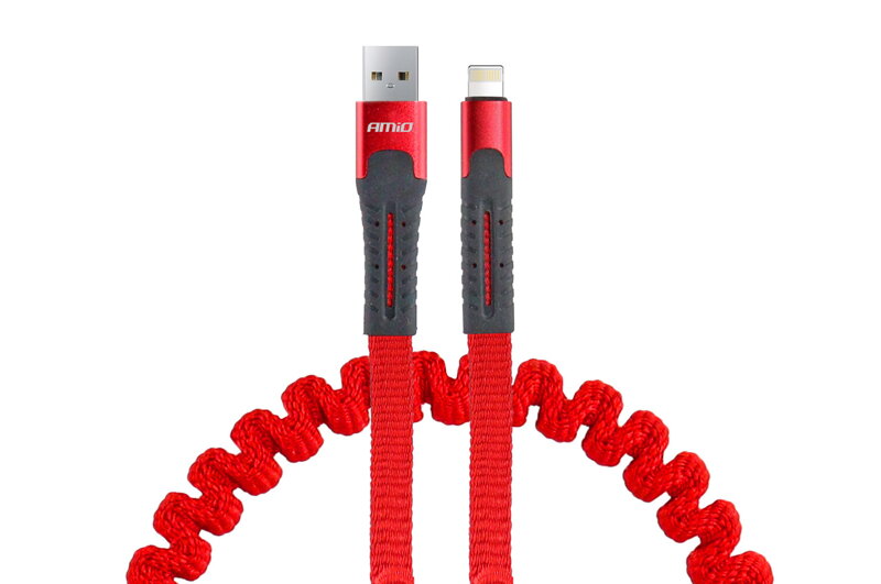 Pružinový kábel USB+Apple lightning 120cm FullLINK UC-13