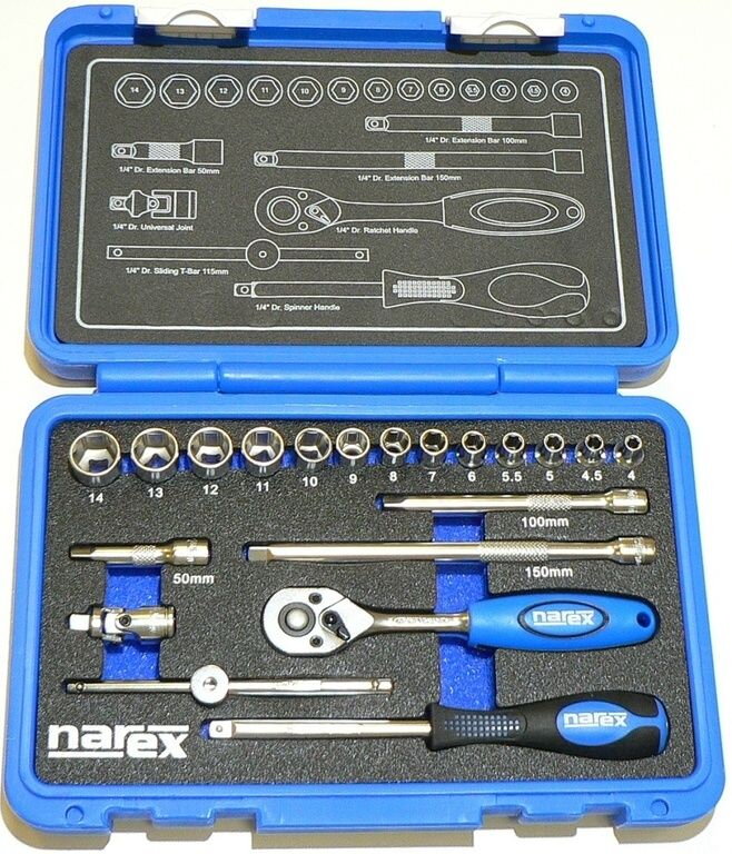 Sada hlavic 1/4", 20ks, Narex, 443000903 Sada hlavic 1/4", 20ks, Narex, 443000903